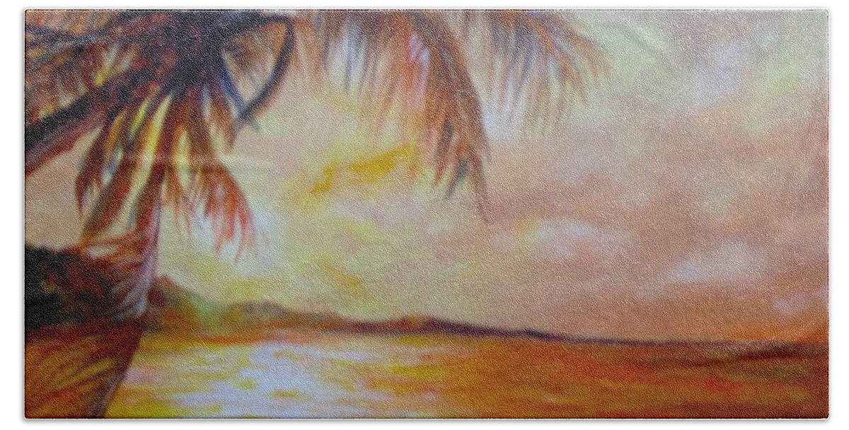 Caribbean Hand Towel featuring the painting Getaway by Saundra Johnson