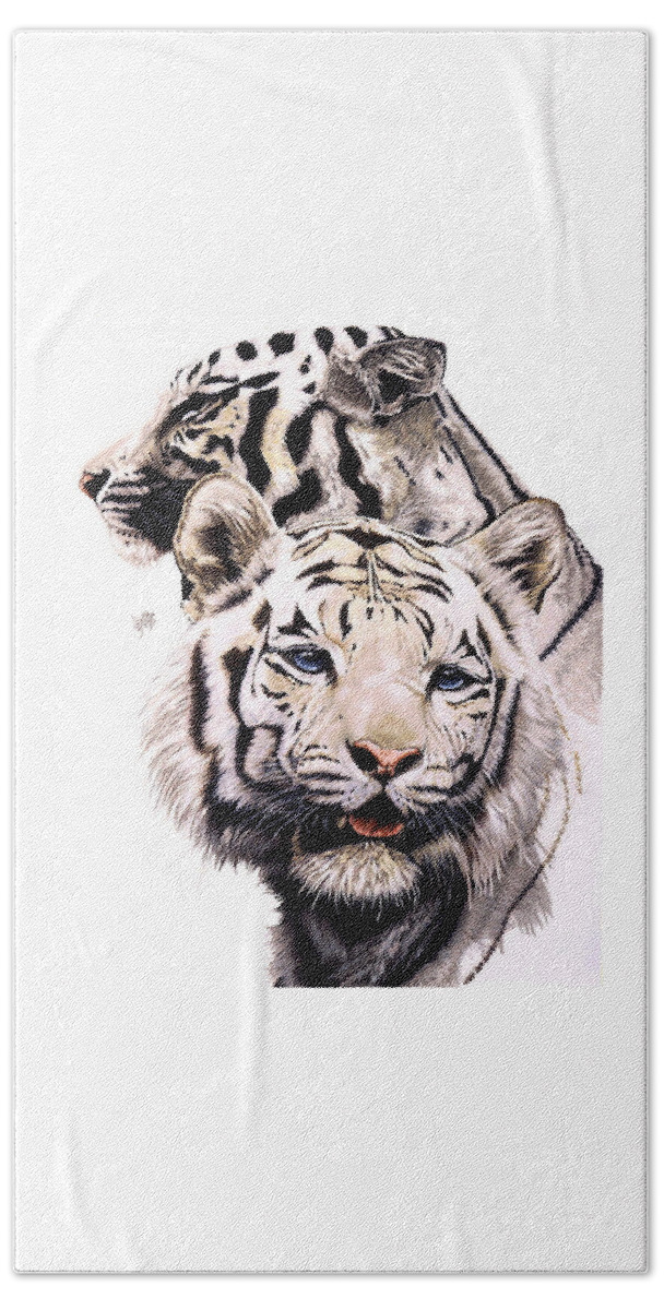 Tiger Bath Sheet featuring the drawing Ghost by Barbara Keith