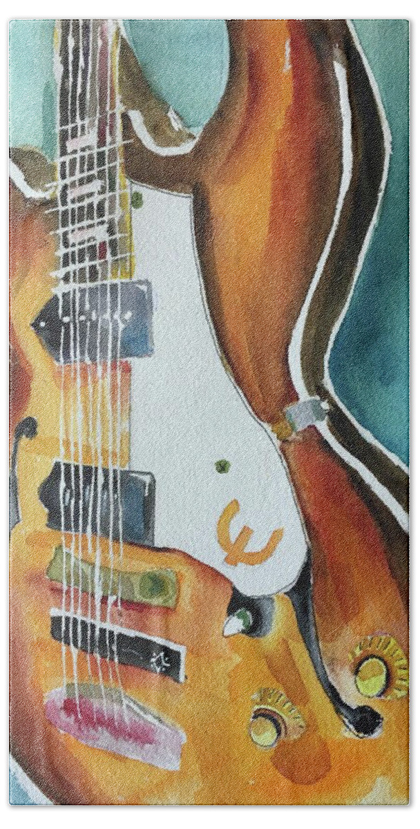 Instrument Hand Towel featuring the painting Gibson Epiphone by Bonny Butler