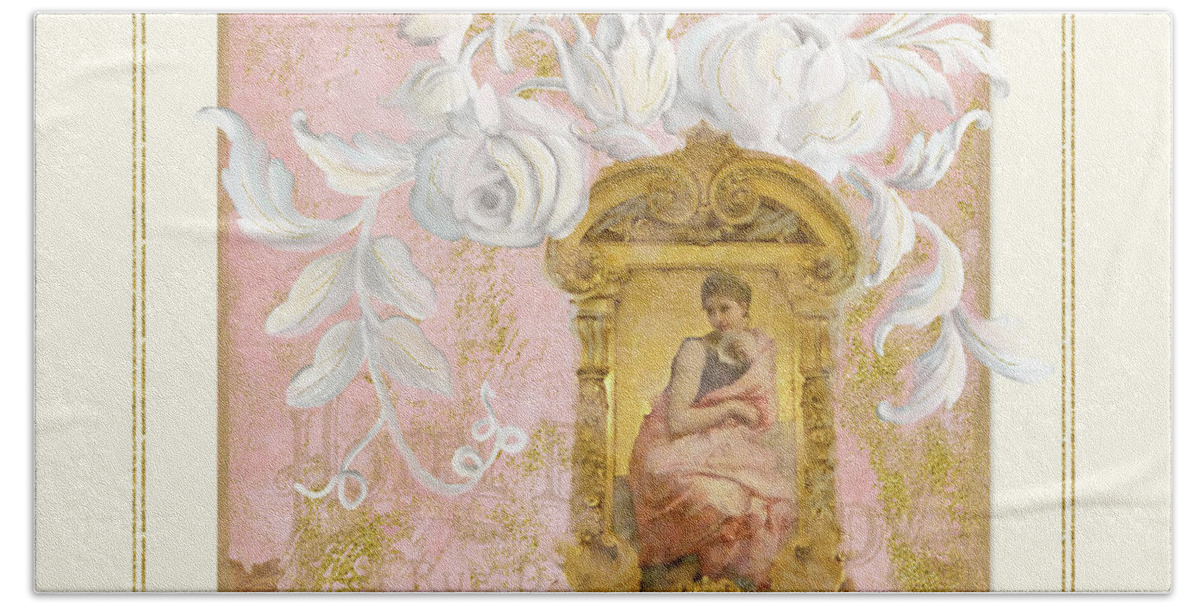 Rococo Bath Towel featuring the painting Gilded Age II - Baroque Rococo Palace Ceiling Inspired by Audrey Jeanne Roberts