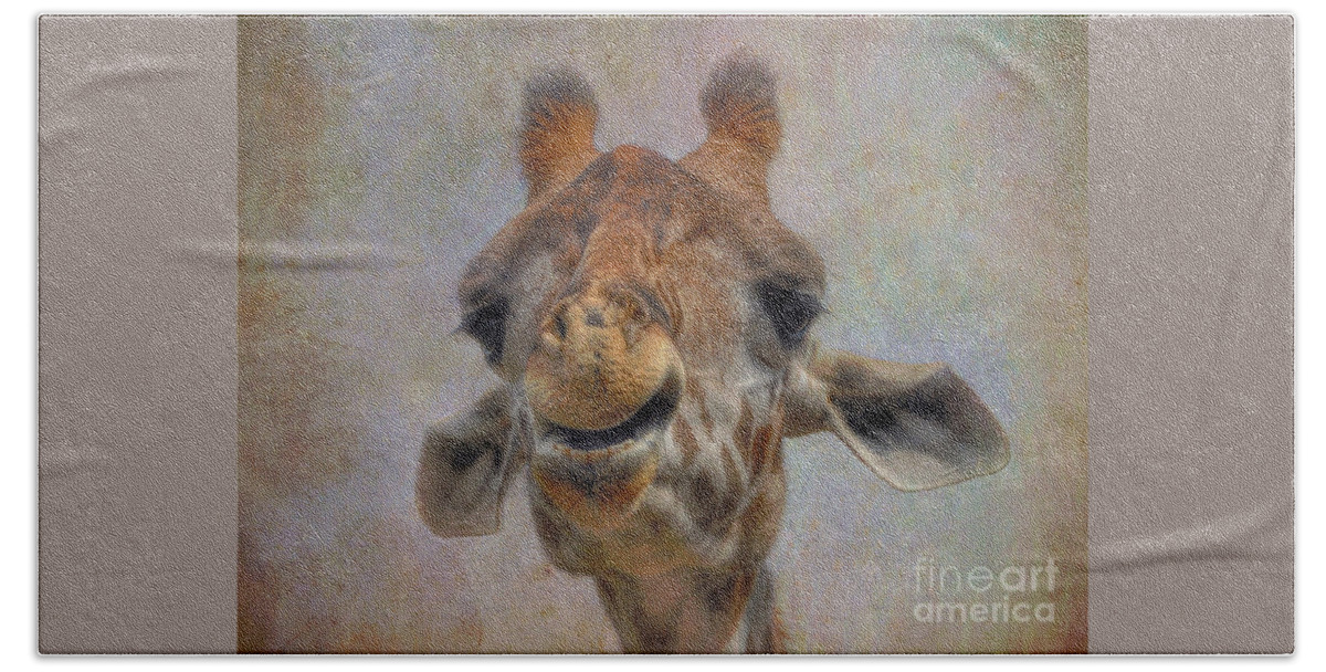 Giraffe Hand Towel featuring the photograph Giraffe by Savannah Gibbs