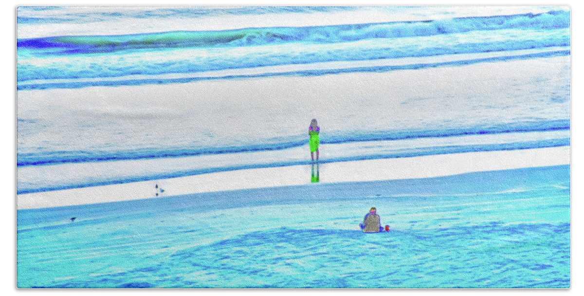 Ocean Bath Towel featuring the photograph Girl in the Green Dress by Gina O'Brien