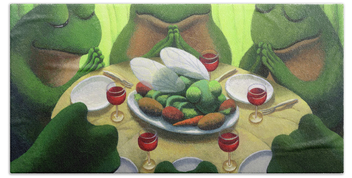 Frog Hand Towel featuring the painting Giving Thanks by Chris Miles