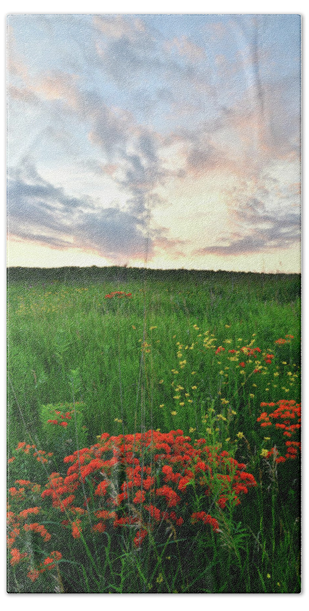 Illinois Bath Towel featuring the photograph Glacial Park Sunset by Ray Mathis