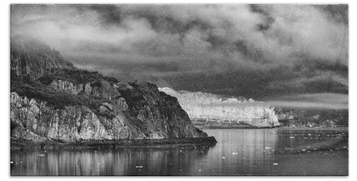 Alaska Hand Towel featuring the photograph Glacier Bay Alaska in BW by Paul Ross
