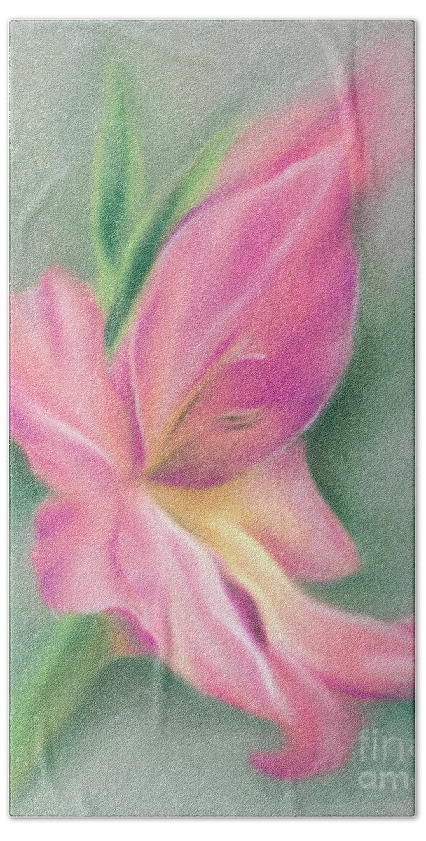 Botanical Bath Towel featuring the painting Gladiolus Dreams of Summertime by MM Anderson