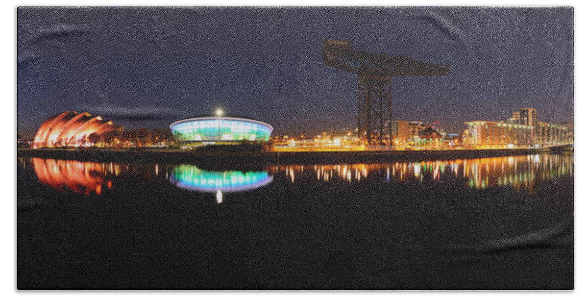  Clyde Arc Hand Towel featuring the photograph Glasgow Clyde Panorama by Grant Glendinning