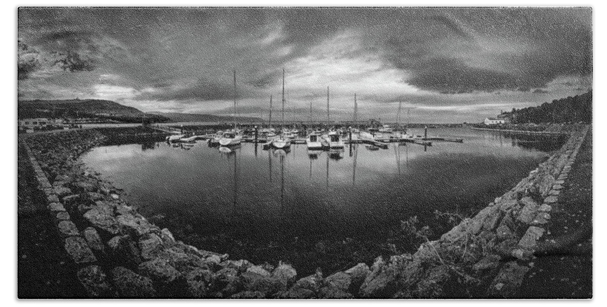 Glenarm Bath Towel featuring the photograph Glenarm Harbour by Nigel R Bell