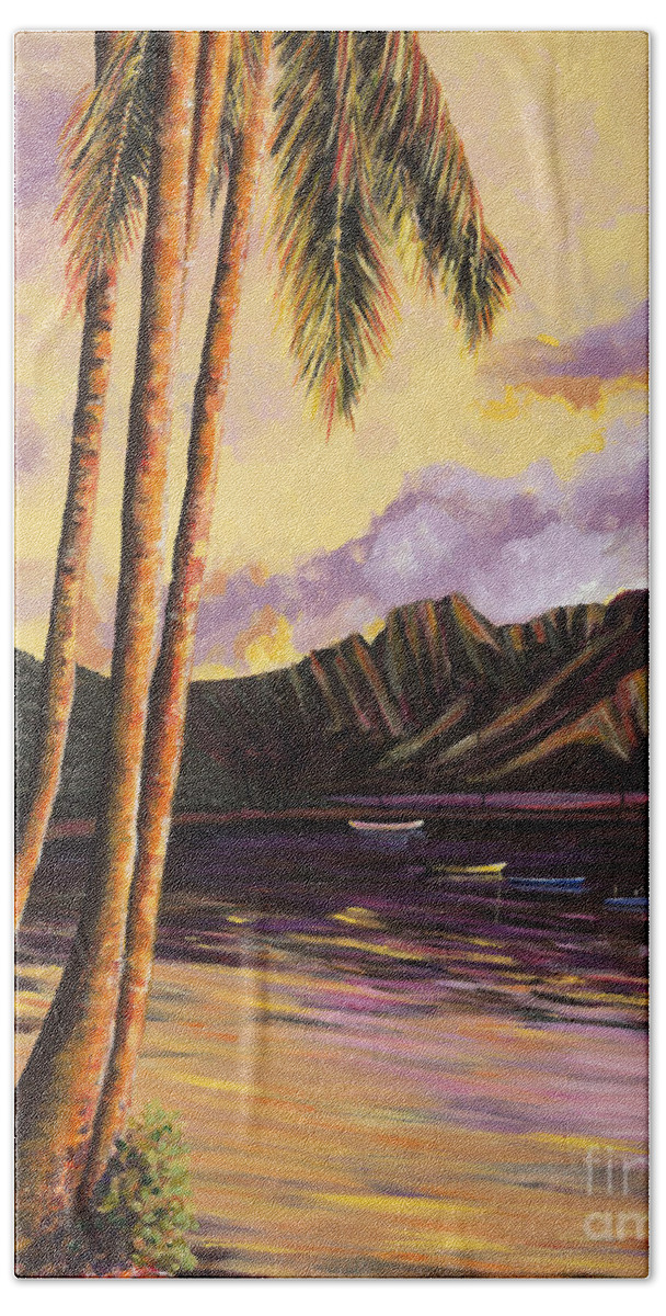 Acrylic Bath Towel featuring the painting Glowing Kualoa Diptych 1 of 2 by Patti Bruce - Printscapes
