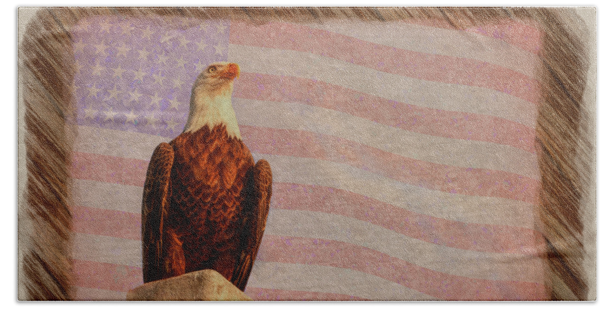 America Hand Towel featuring the photograph God Bless America by John M Bailey