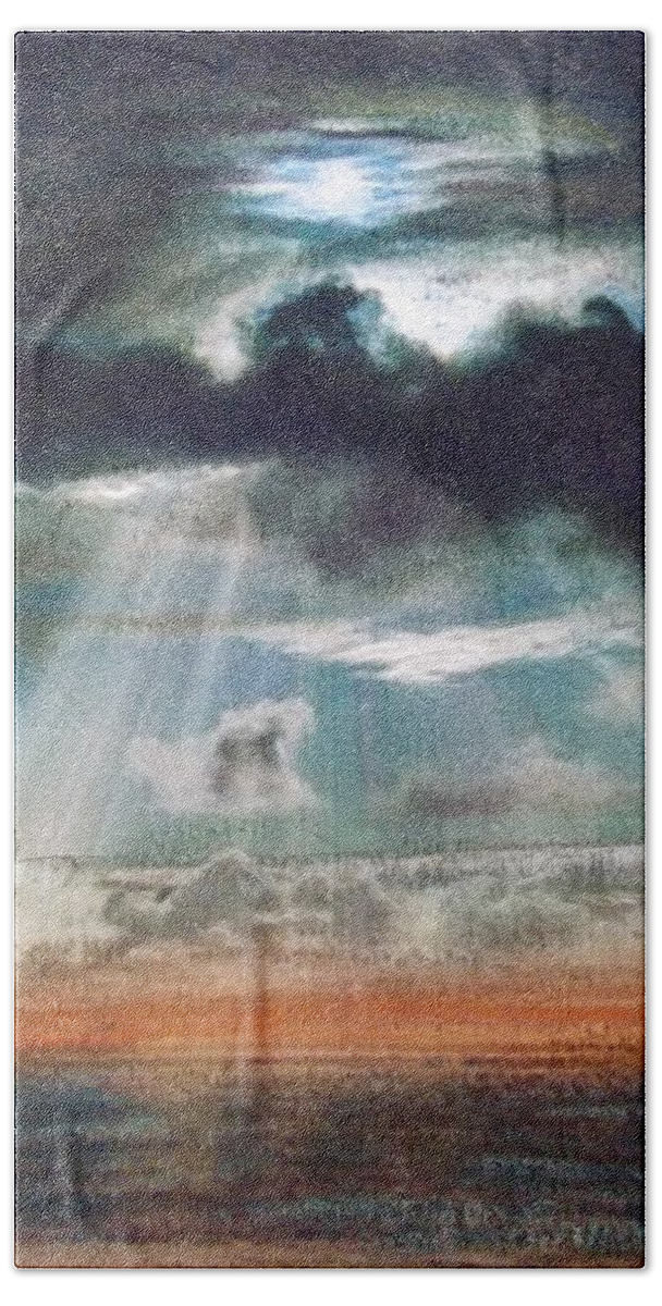 Inspired By God Bath Towel featuring the painting God Hears Us by Cara Frafjord
