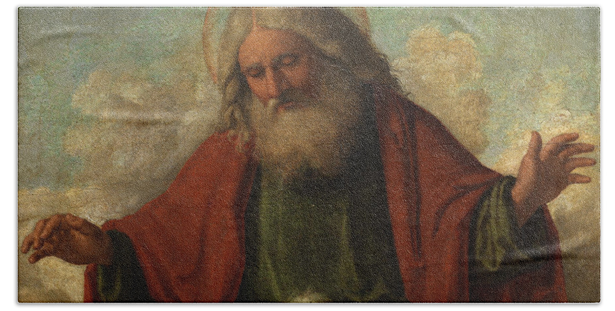 Christ Bath Sheet featuring the painting God the Father by Cima da Conegliano