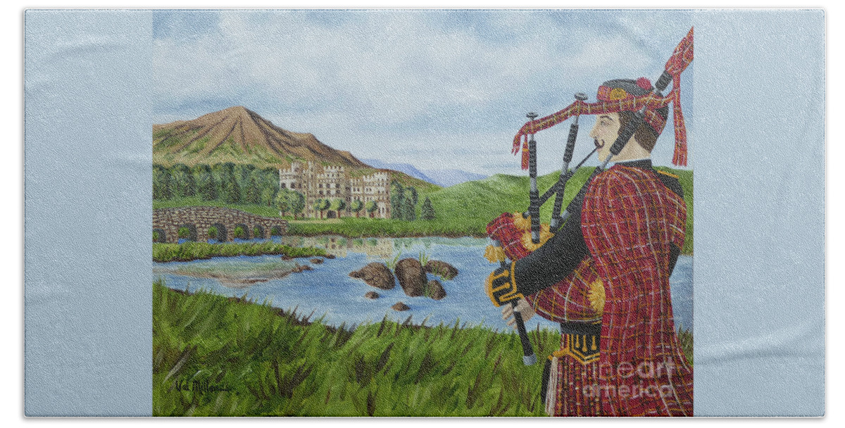 Bagpiper Hand Towel featuring the photograph Going Home by Val Miller