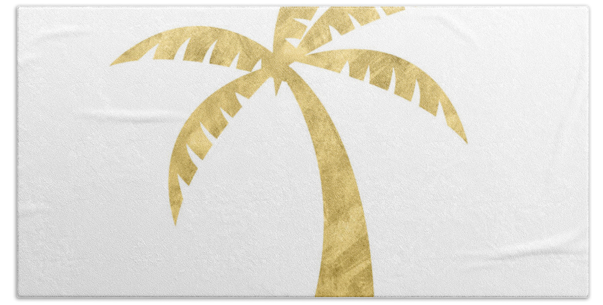 Palm Palm Hand Towel featuring the mixed media Gold Palm Tree- Art by Linda Woods by Linda Woods