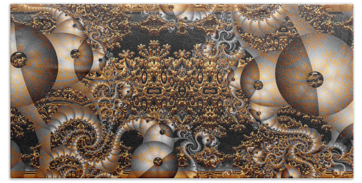 Gold Hand Towel featuring the digital art Gold Rush- by Robert Orinski