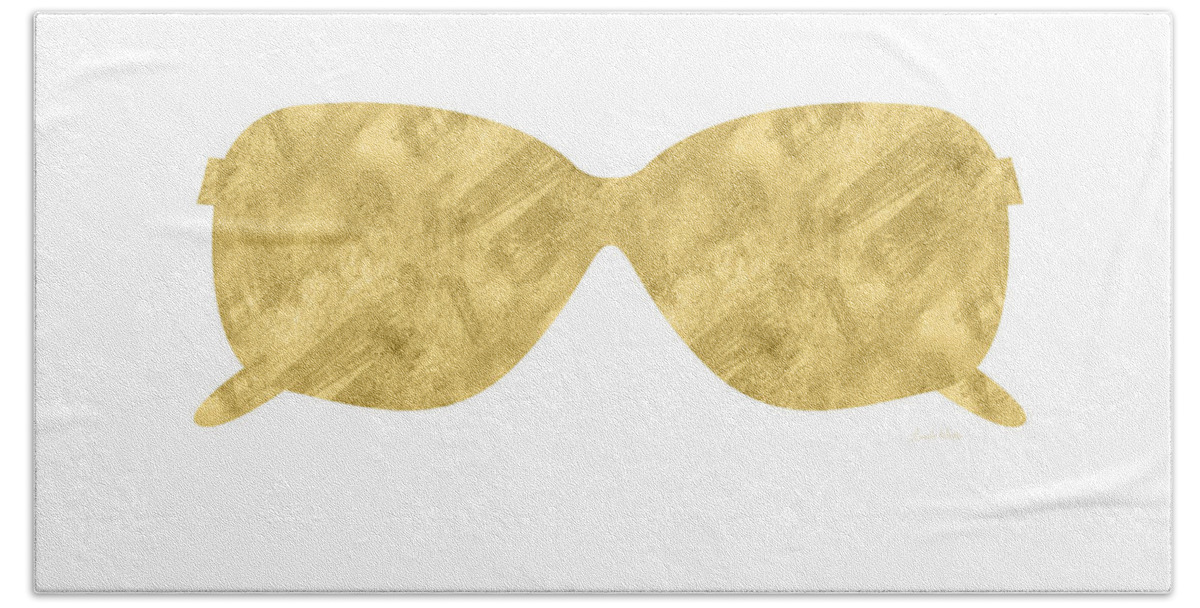 Sunglasses Bath Towel featuring the mixed media Gold Shades- Art by Linda Woods by Linda Woods