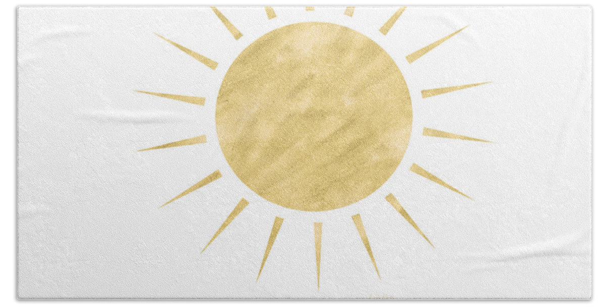 Sun Bath Towel featuring the mixed media Gold Sun- Art by Linda Woods by Linda Woods