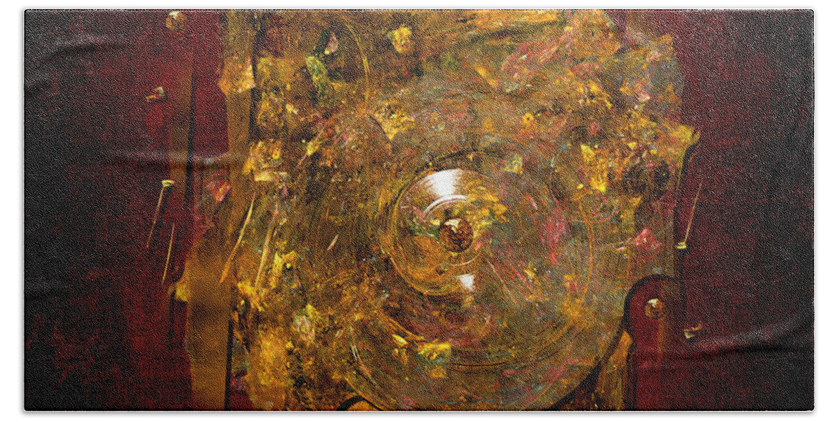 Abstract Hand Towel featuring the digital art Golden abstract by Alexa Szlavics