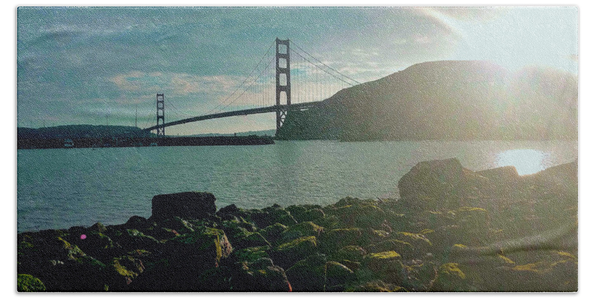 Golden Gate Bridge Bath Towel featuring the photograph Golden Gate Bridge December Morning by Artist Linda Marie