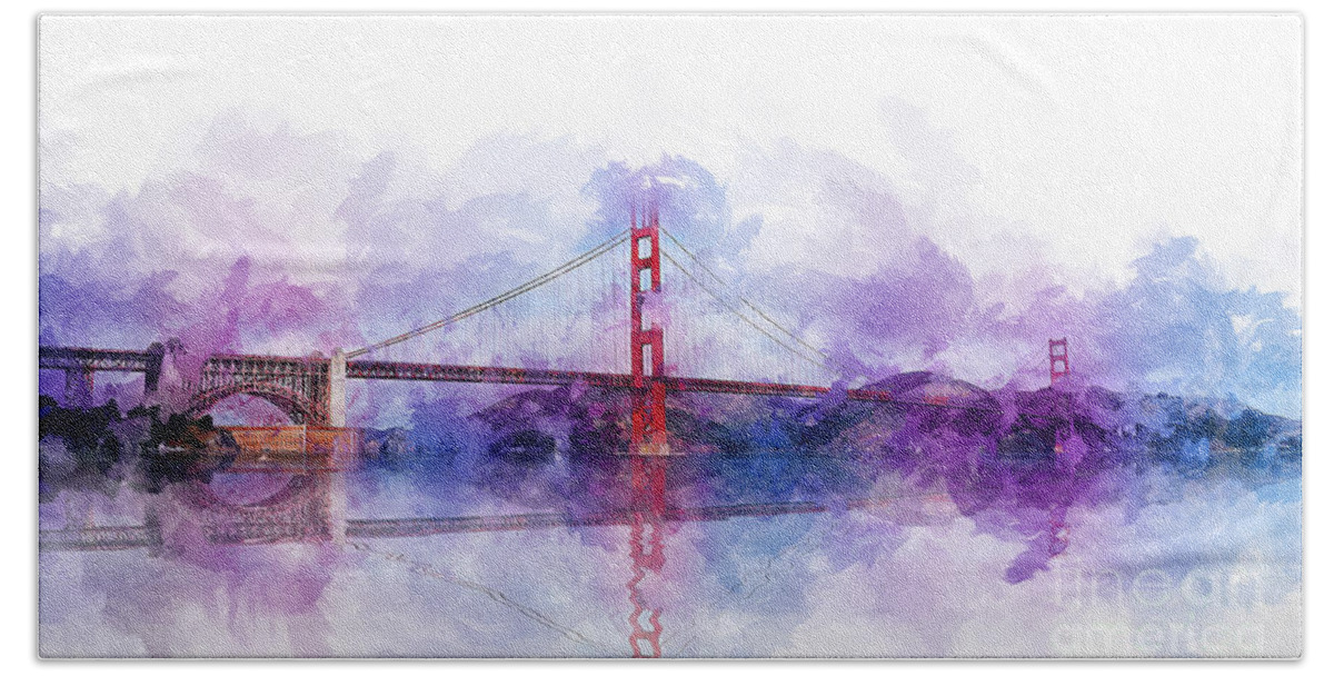 Bridge Hand Towel featuring the digital art Golden Gate Bridge by Ian Mitchell