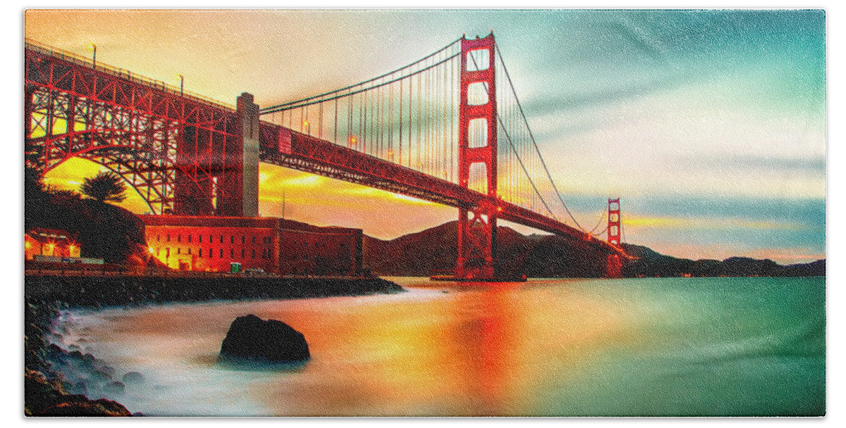 Golden Gate Bridge Hand Towel featuring the photograph Golden Gateway by Az Jackson