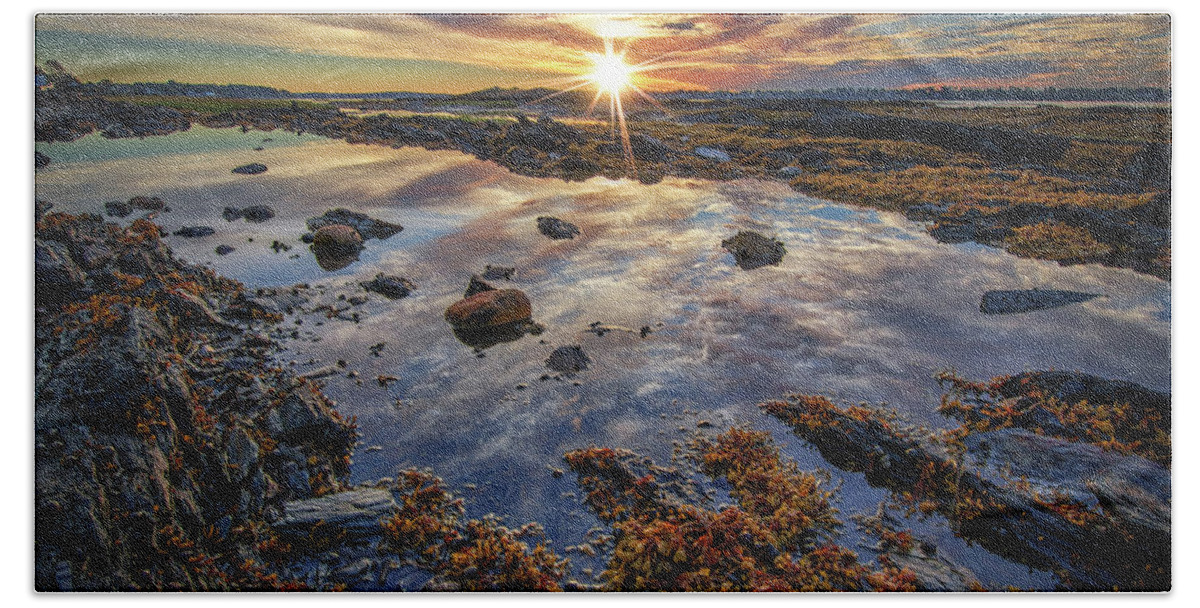 Harpswell Maine Bath Towel featuring the photograph Golden Hour at Pott's Point by Kristen Wilkinson
