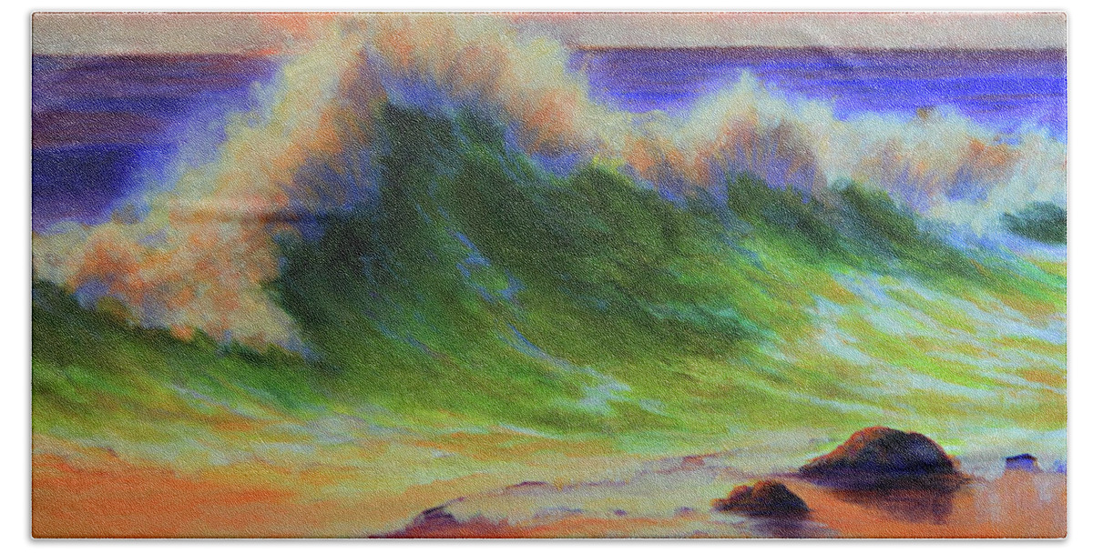 Art Bath Towel featuring the painting Golden Hour Sea by Jeanette French