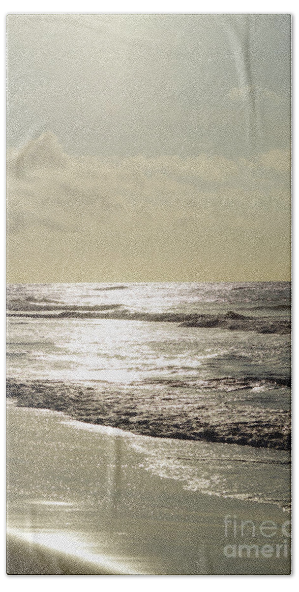 Folly Beach Hand Towel featuring the photograph Golden Morning At Folly by Jennifer White