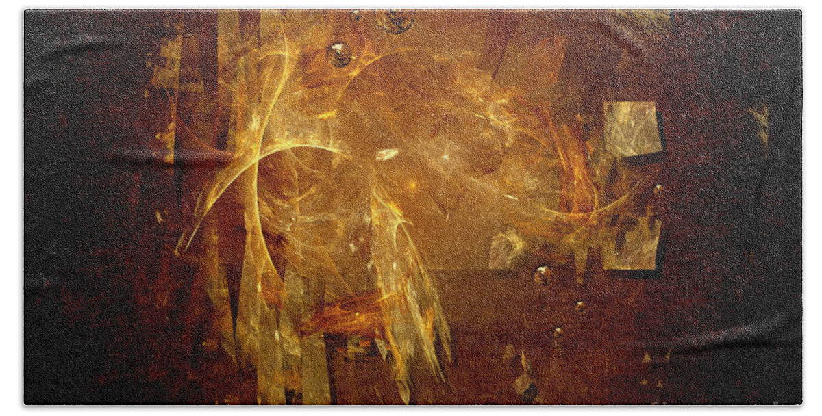 Abstract Bath Towel featuring the digital art Golden rain by Alexa Szlavics