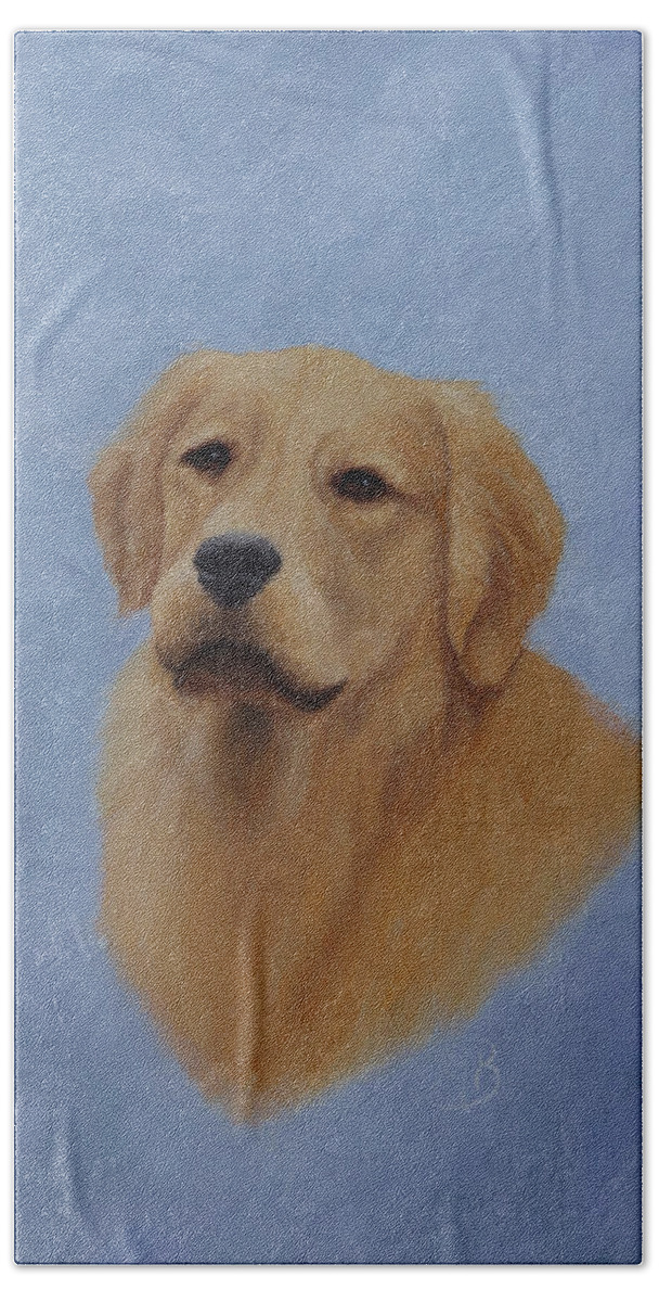 Animal Art Hand Towel featuring the painting Golden Retriever Portrait by Monica Burnette