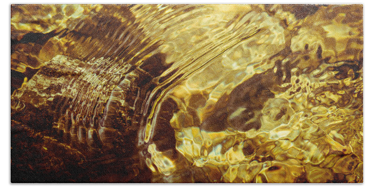 Water Bath Towel featuring the photograph Golden Ripples by Robert McKay Jones