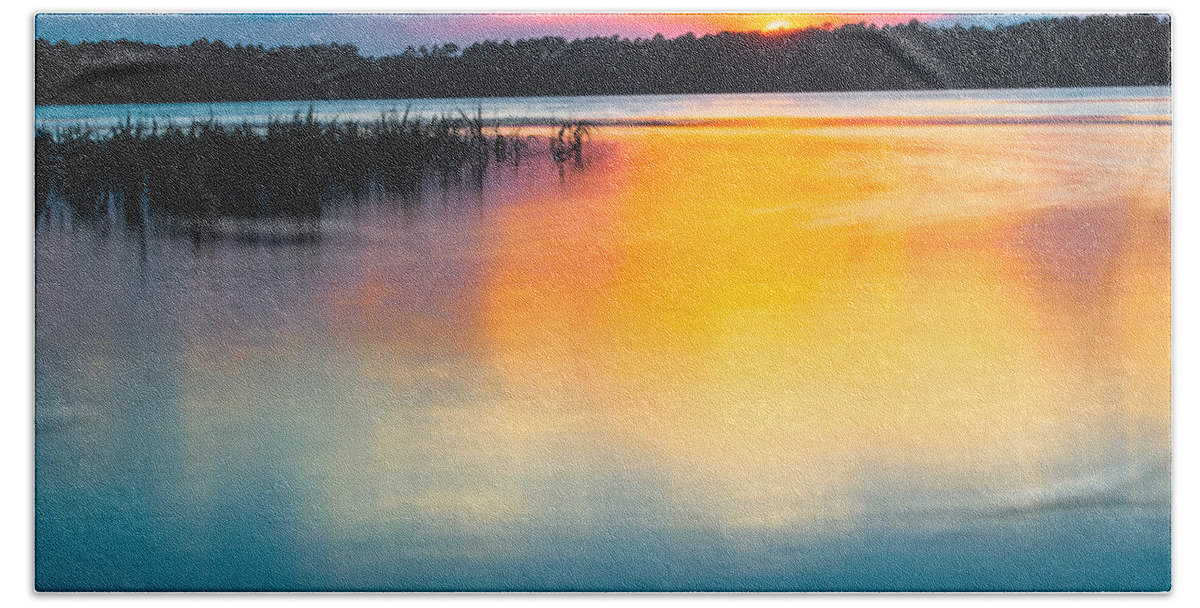 Sunset Hand Towel featuring the photograph Golden Sunset by Parker Cunningham