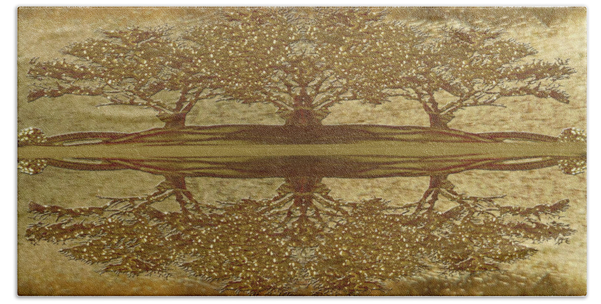 Golden Hand Towel featuring the photograph Golden Trees Reflection by Rockin Docks Deluxephotos