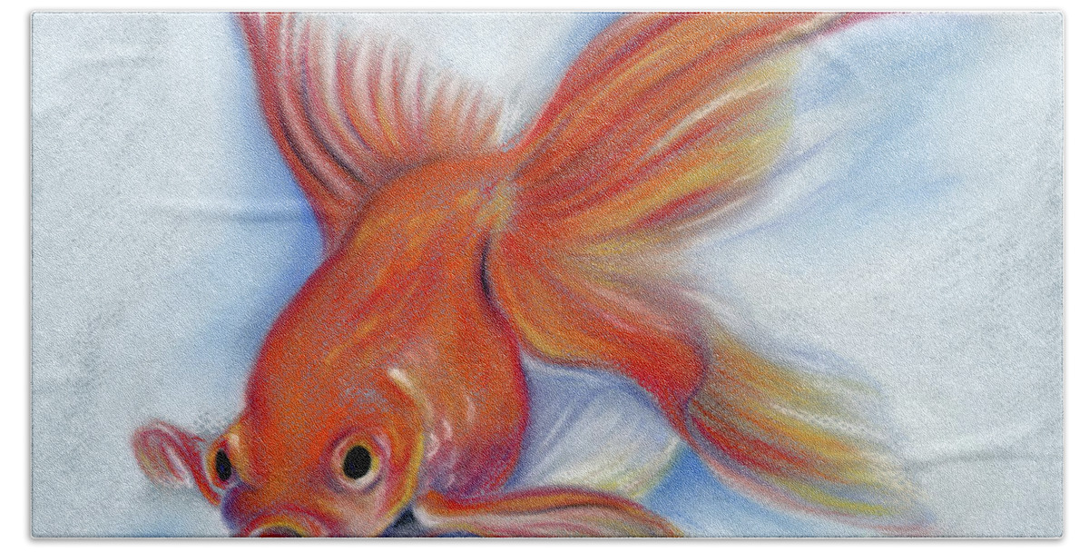 Animal Bath Towel featuring the pastel Goldfish by MM Anderson