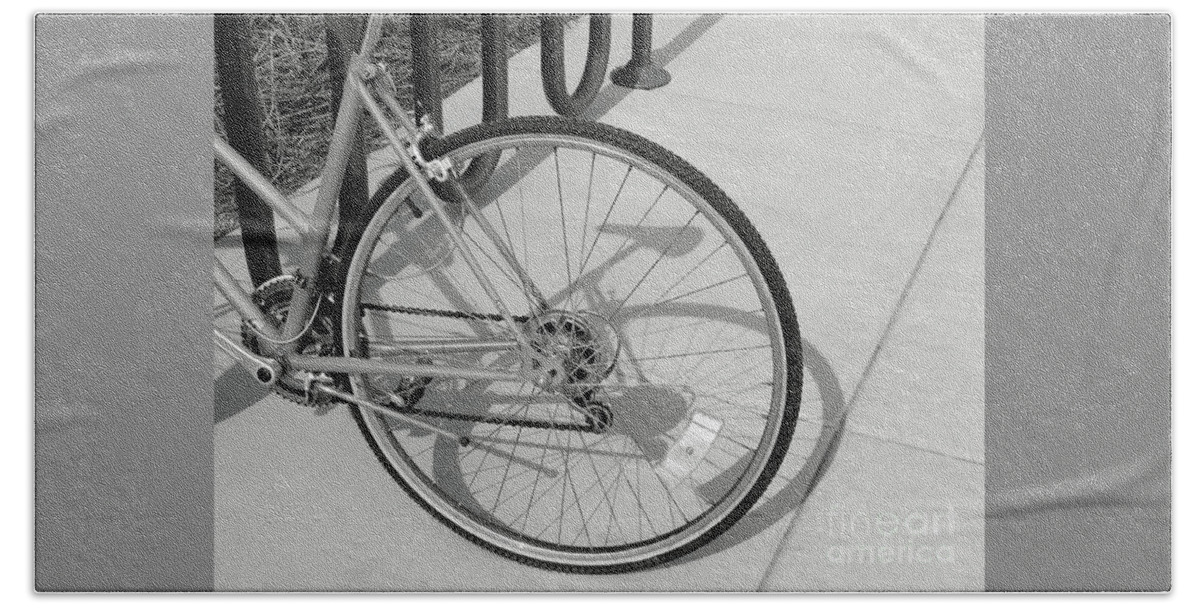 Bicycle Bath Towel featuring the photograph Gone to Class - bw by Ann Horn