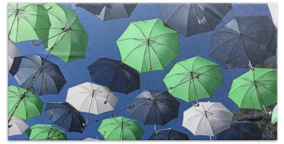 Gone Umbrellas Bath Towel featuring the photograph Gone Umbrellas by Nan Riddle