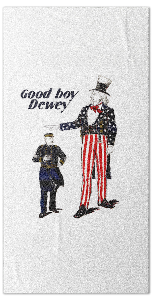 Uncle Sam Bath Towel featuring the painting Good Boy Dewey by War Is Hell Store