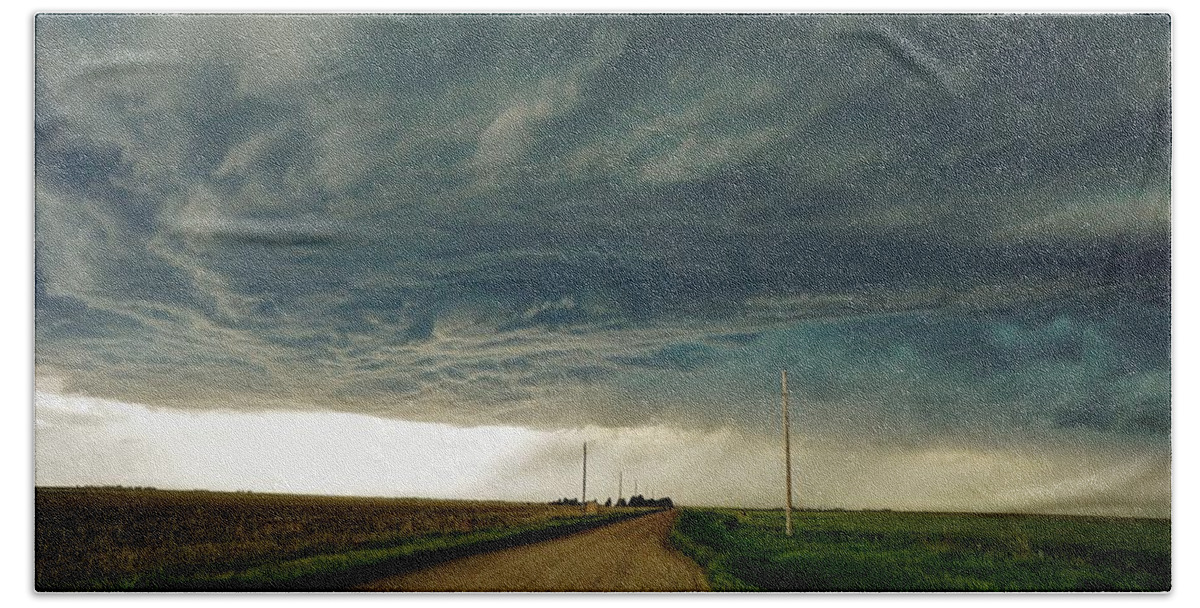 Storm Hand Towel featuring the photograph Goodland KS Supercell by Ed Sweeney