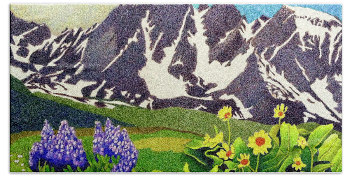 Art Hand Towel featuring the drawing Gore Range Wildflowers by Dan Miller