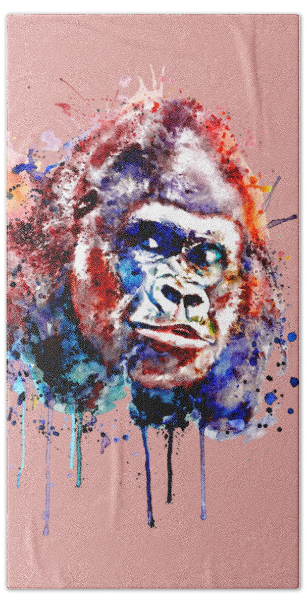 Marian Voicu Hand Towel featuring the painting Gorilla by Marian Voicu