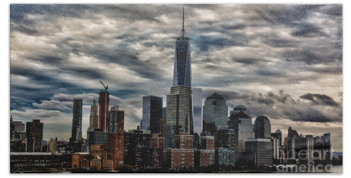 New York City Hand Towel featuring the photograph Gotham NYC Blue by Alissa Beth Photography