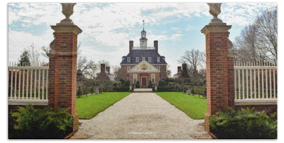 Virginia Bath Towel featuring the photograph Governor's Palace in Williamsburg, Virginia by Nicole Lloyd