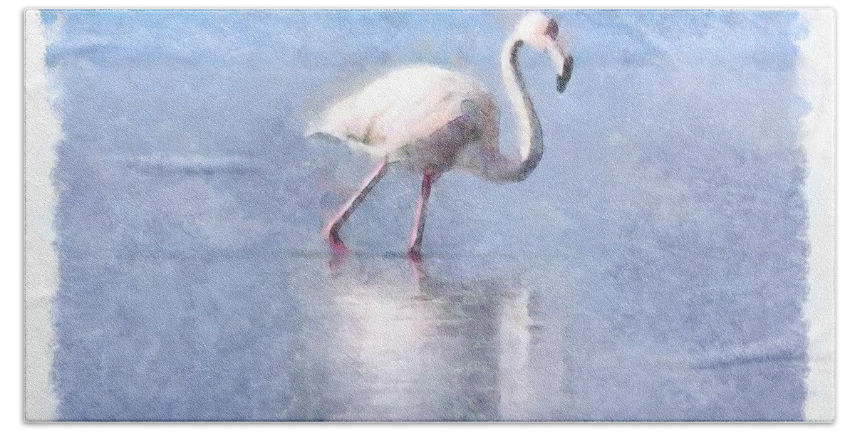 Flamingo Bath Towel featuring the painting Grace Has More Effect Than Beauty by Taiche Acrylic Art