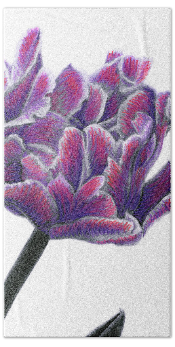Grace Bath Towel featuring the drawing Grace In Violets by Darin Jones