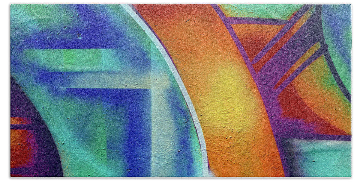 Graffiti Art Bath Towel featuring the photograph Urban Graffiti Art Abstract 7, North 11th Street, San Jose 1990 by Kathy Anselmo