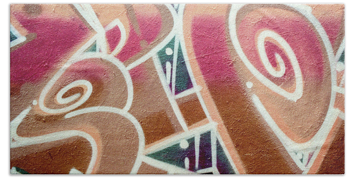 Graffiti Art Bath Towel featuring the photograph Urban Graffiti Art Abstract 2, North 11th Street, San Jose 1990 by Kathy Anselmo