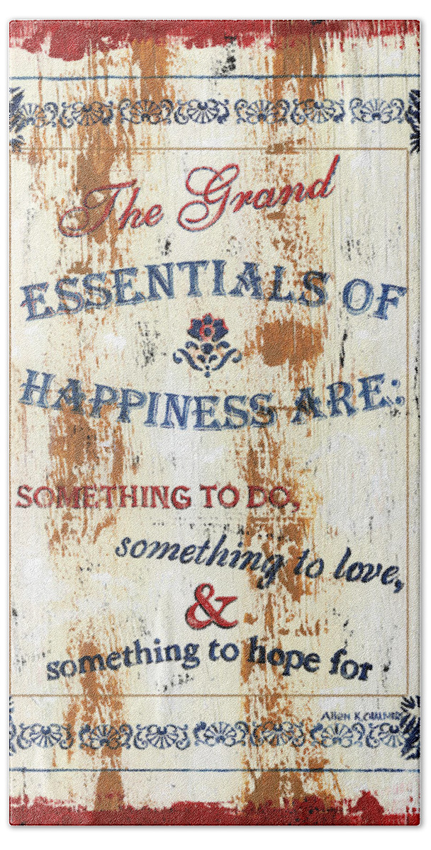Spiritual Hand Towel featuring the painting Grand Essentials of Happiness by Debbie DeWitt