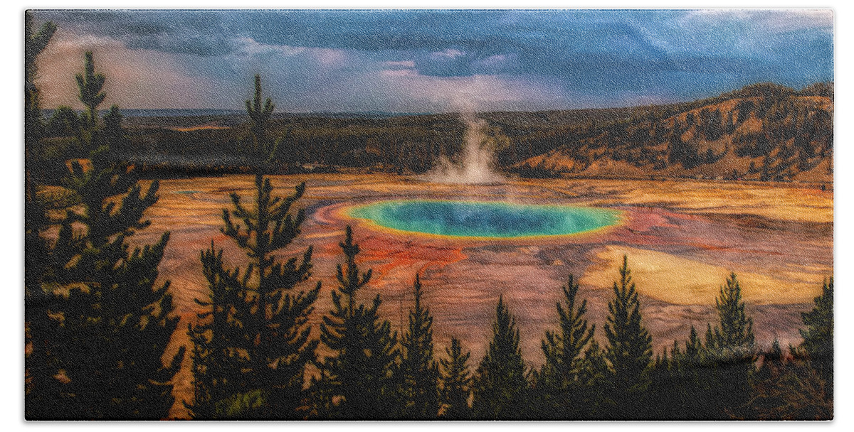 Fine Art Photography Hand Towel featuring the photograph Grand Prismatic Pool - Yellowstone by Chuck Caramella