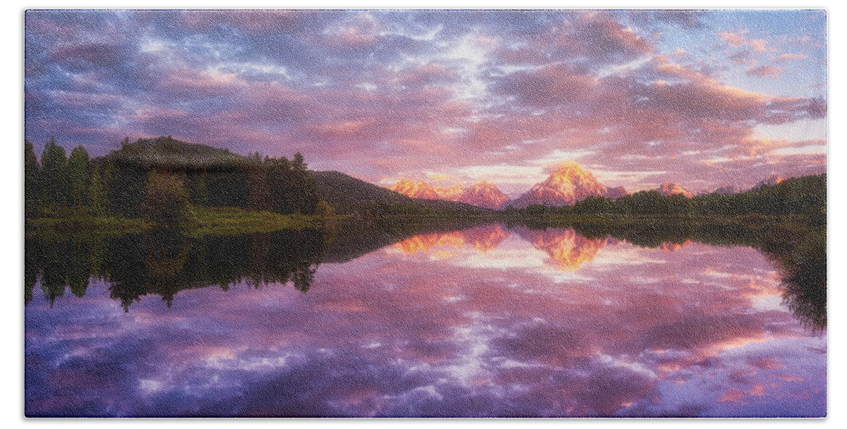 Tetons Hand Towel featuring the photograph Grand Sunrise by Darren White