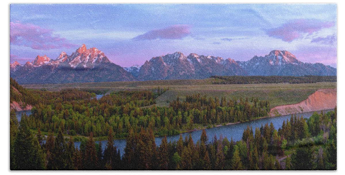 Grand Tetons Hand Towel featuring the photograph Grand Tetons by Chad Dutson